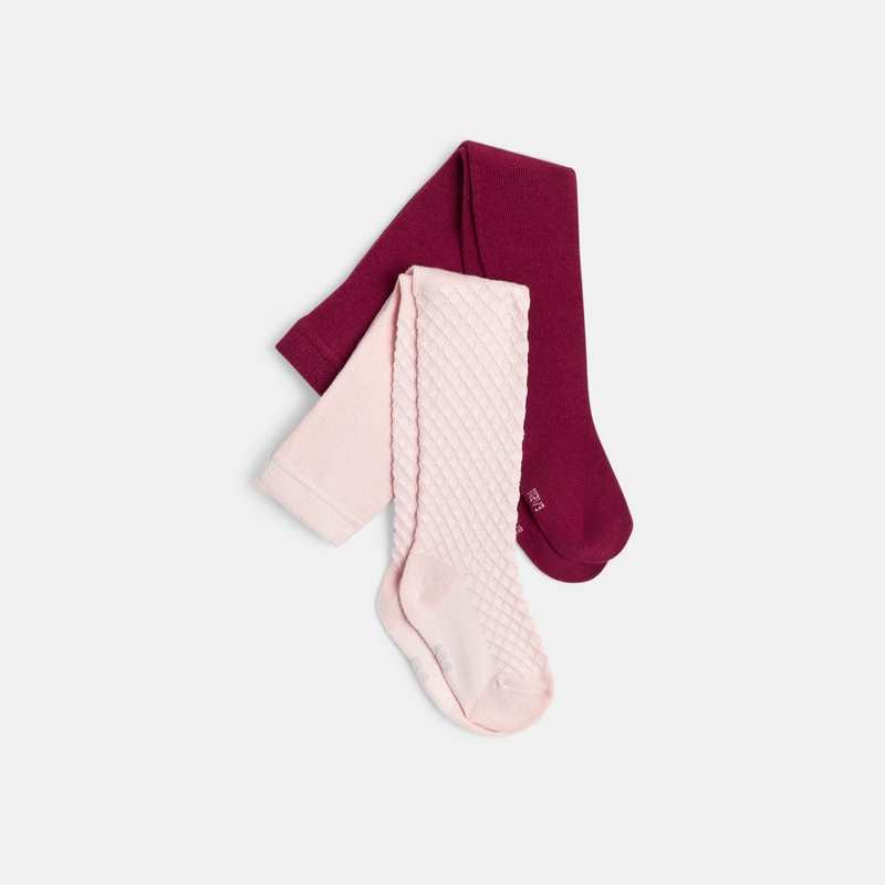 Collants chauds fantaisie (lot de 2) roses bébé fille