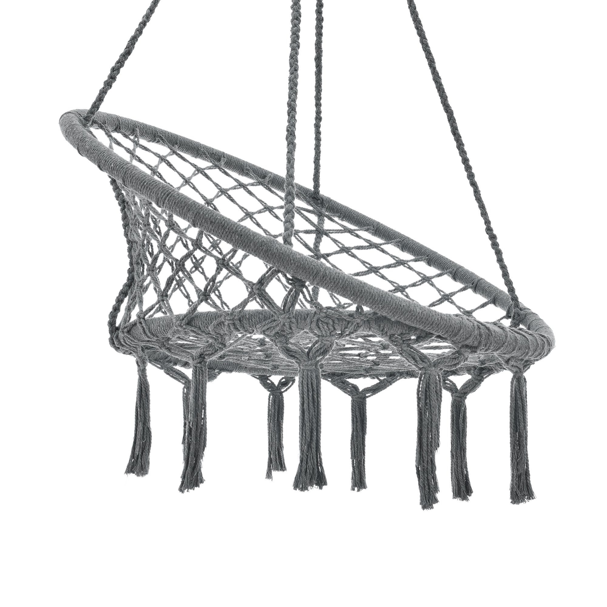 casa.pro Hängesessel, Tampico Hängestuhl Hängesitz Indoor Outdoor ø60cm Dunkelgrau
