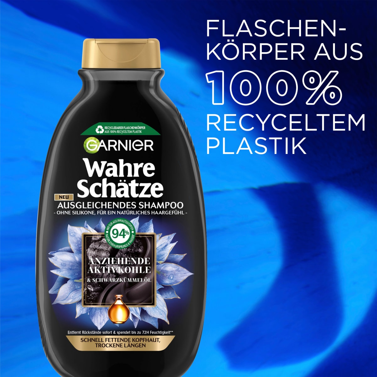 Shampoo Aktivkohle, fettige Kopfhaut, 300 ml