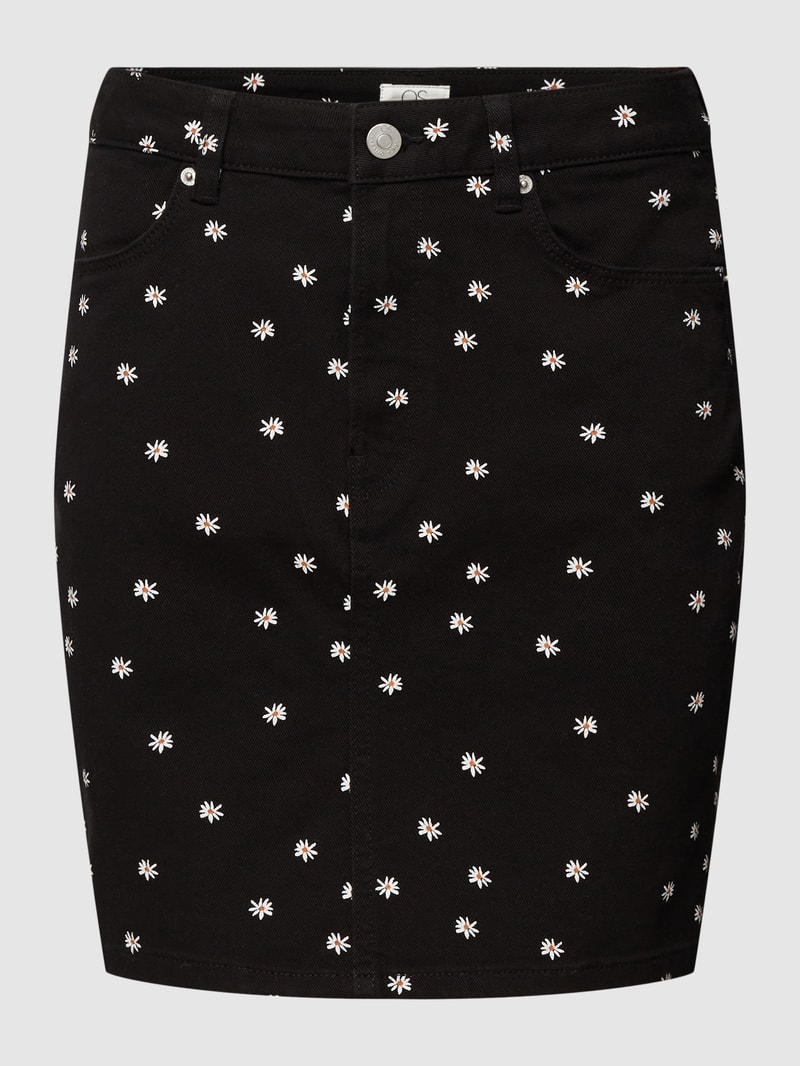 Minirock mit floralem Allover-Muster Modell 'Margarite' in schwarz
