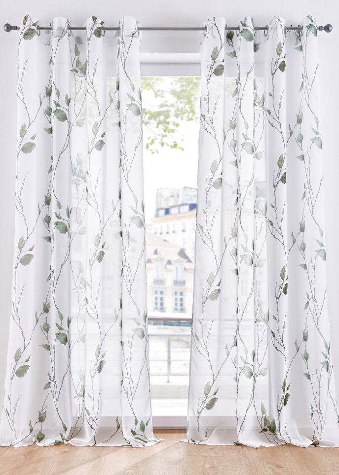 Gardine mit Blumenmuster(1er Pack)