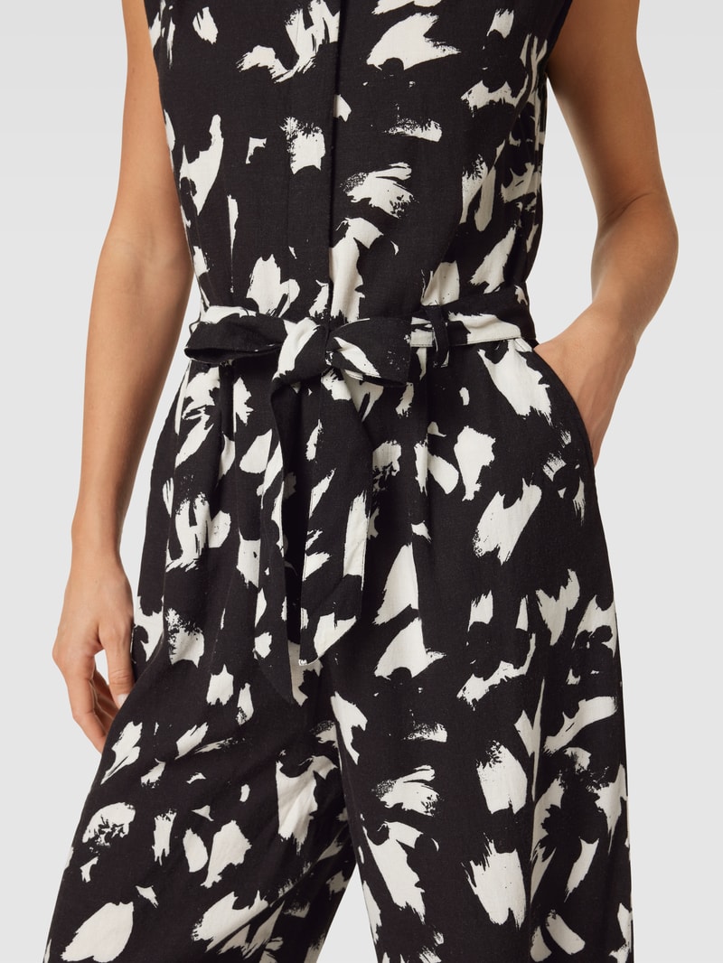 Jumpsuit mit Allover-Muster in schwarz