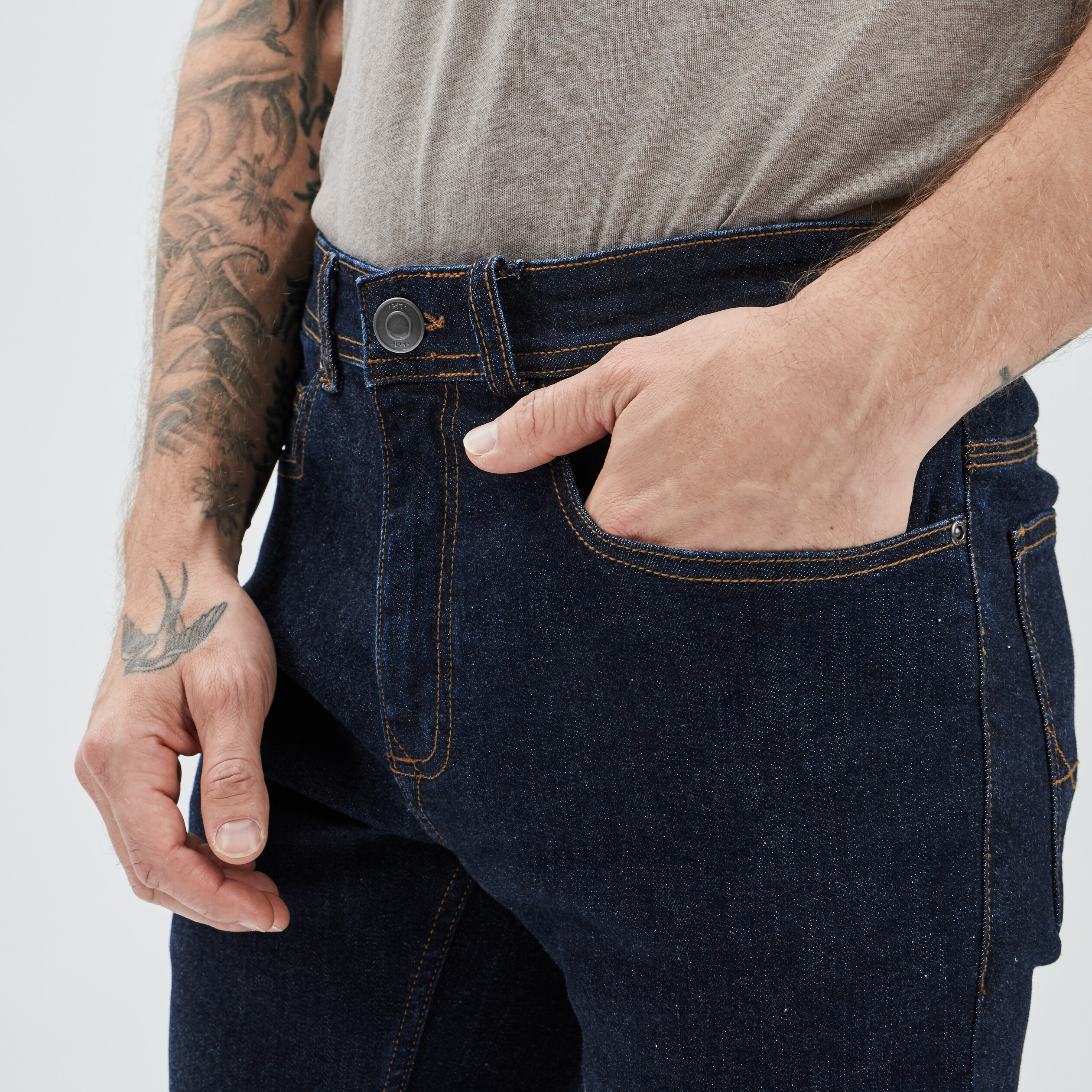 Jeans slim taille standard denim brut homme | La Halle