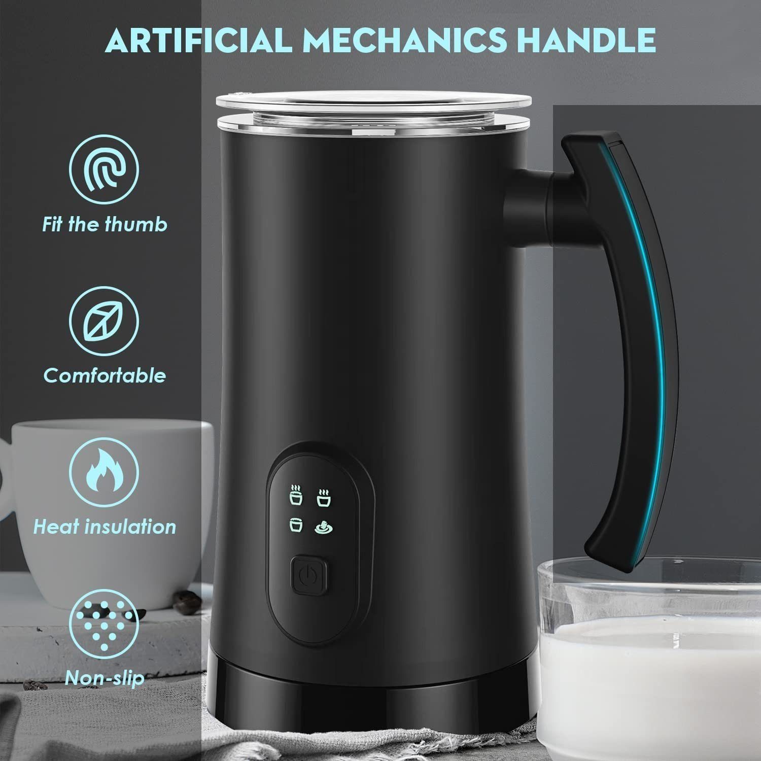 Mutoy Milchaufschäumer elektrischer Milchaufschäumer, 4-in-1 Milchaufschäumer Elektrisch, 400,00 W, 350ml Milchschäumer für Heißer und Kalter