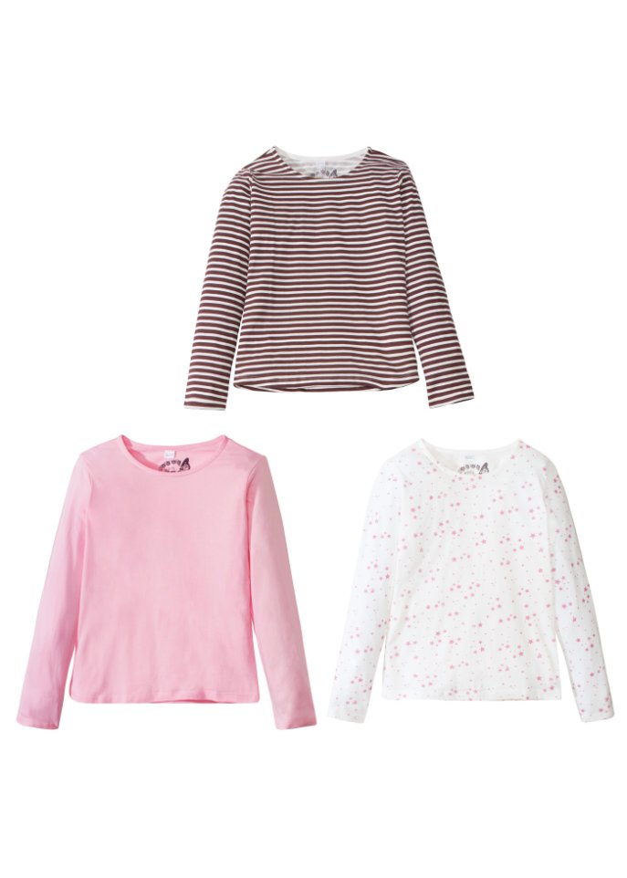 Mädchen Langarmshirt (3er Pack) aus Bio-Baumwolle