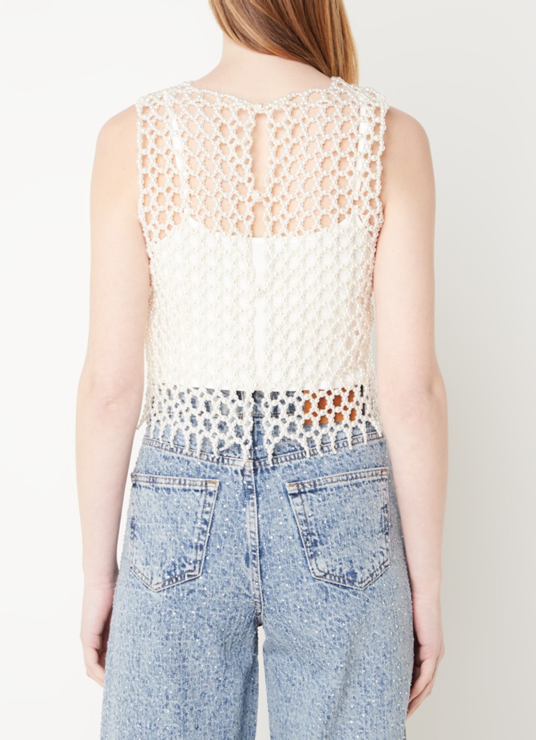 Maje Crop faux pearl top