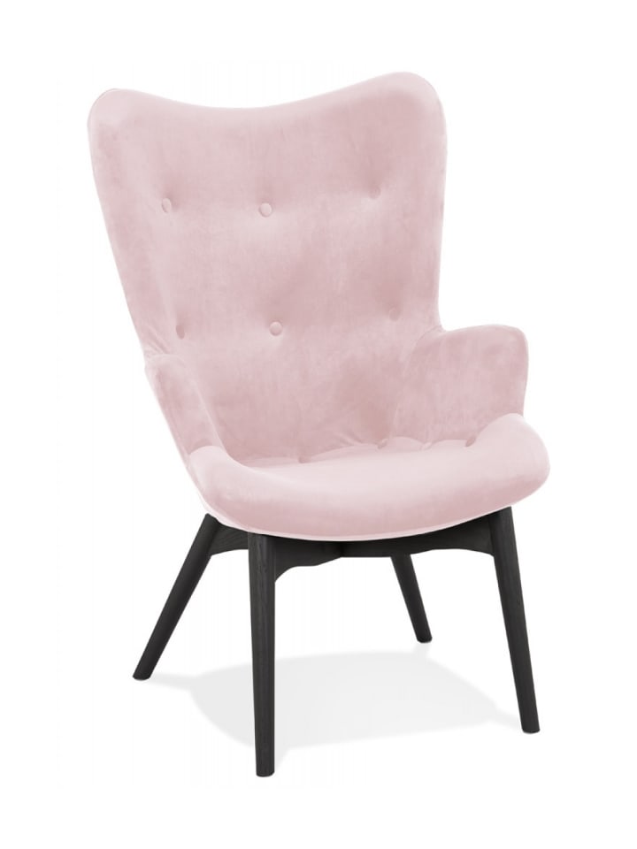 KADIMA DESIGN Ohrensessel Loungestuhl Rosa Samt Holz | Skandinavischer Stil günstig kaufen onesize