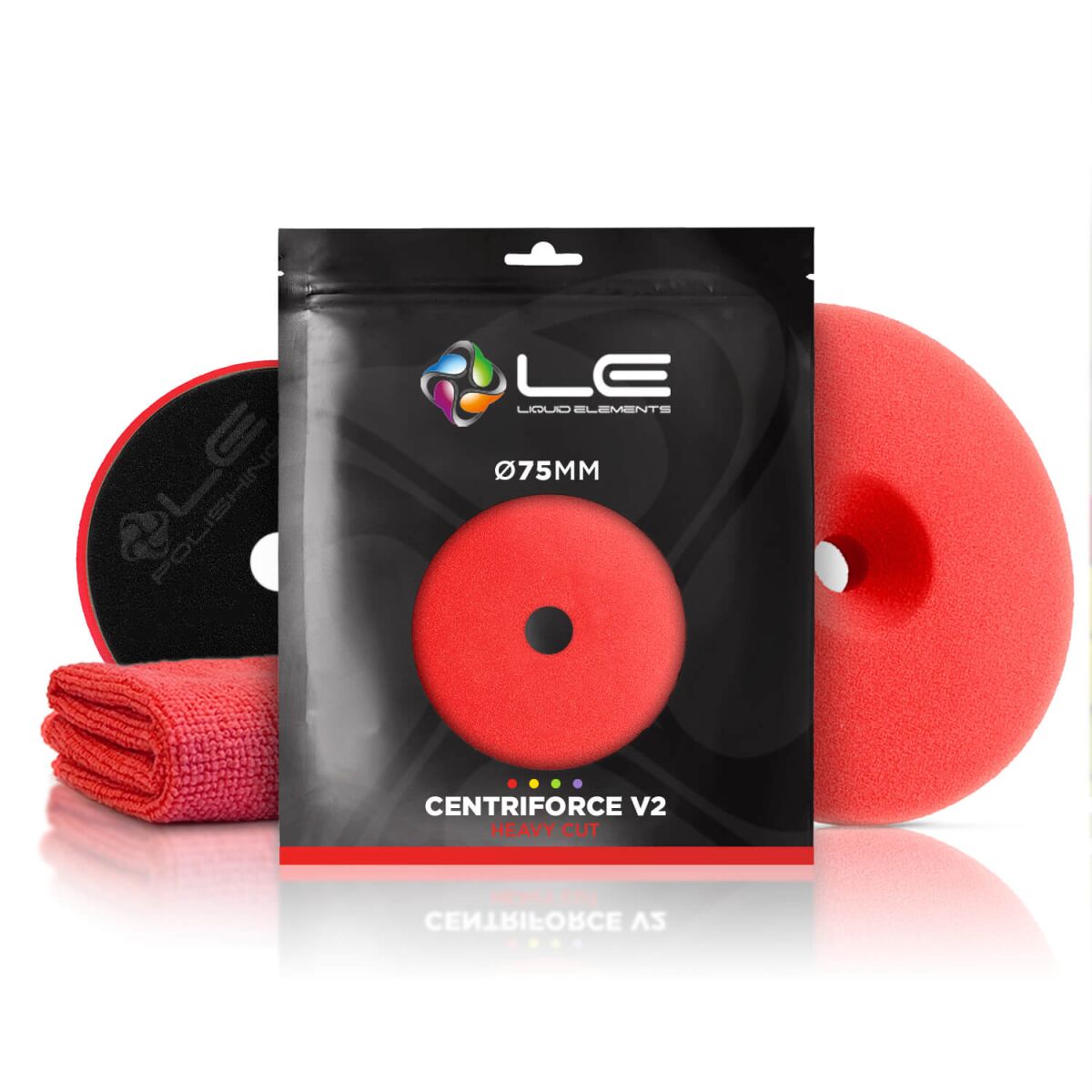 Liquid Elements Centriforce V2 Polierpad Set 12x Ø75mm Pad   4x Mikrofasertuch