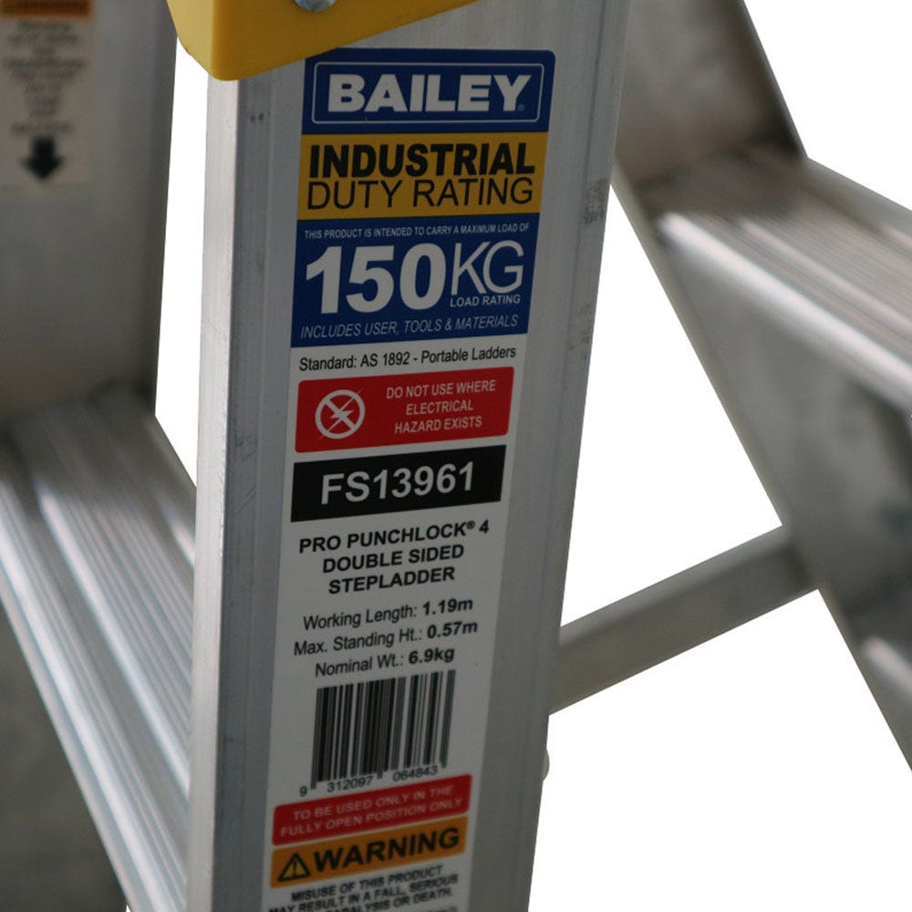 Escada dupla BAILEY 1,2 m 150 kg 4 degraus Pro FS13961
