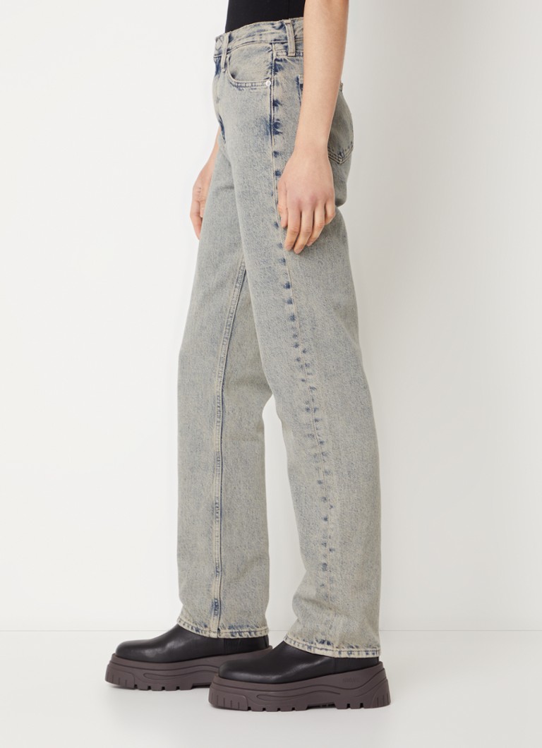 Calvin Klein high-waist straight-leg jeans with a colored wash