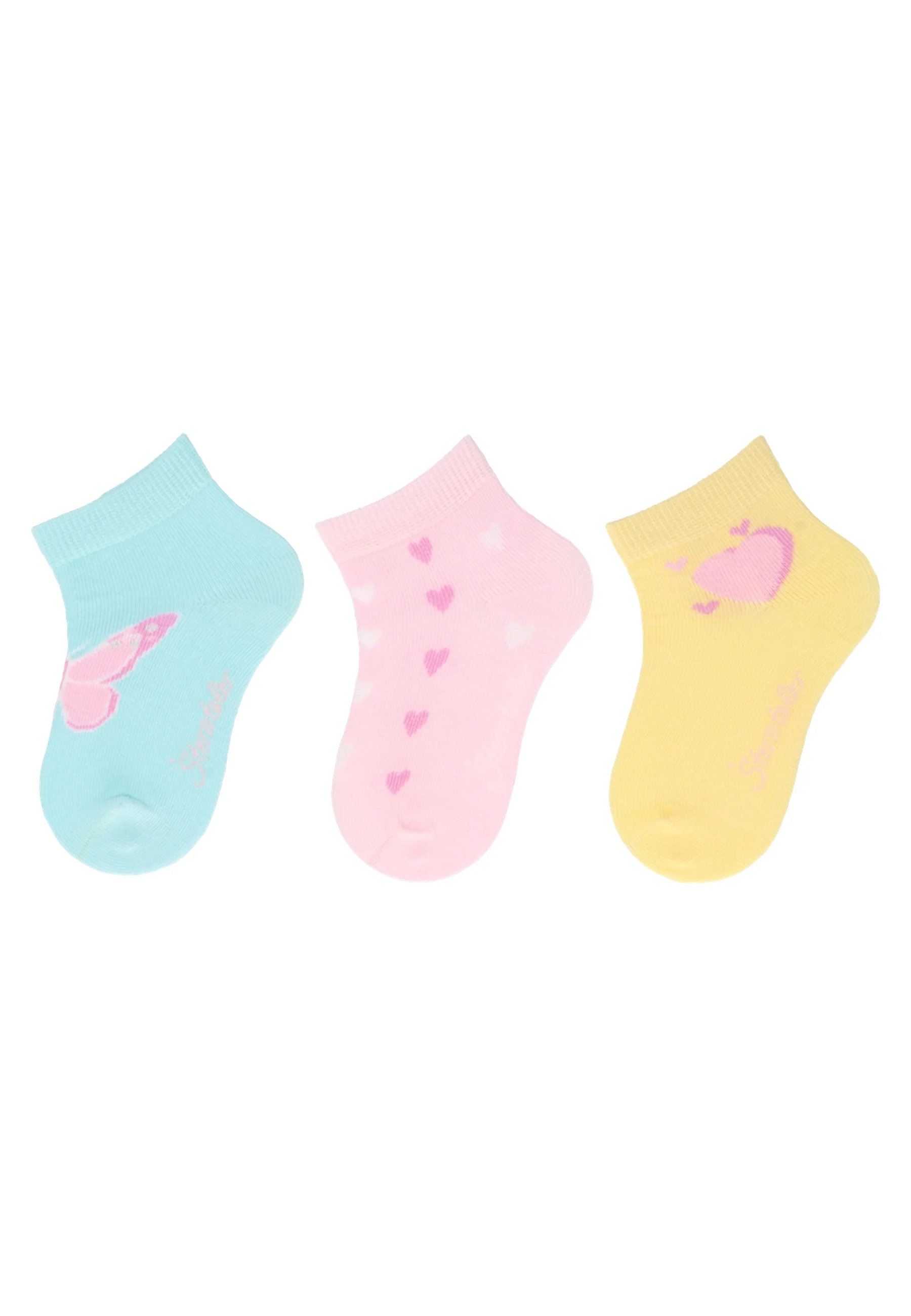 Socken im 3er Pack mit Motiv Herz in versch. Farben