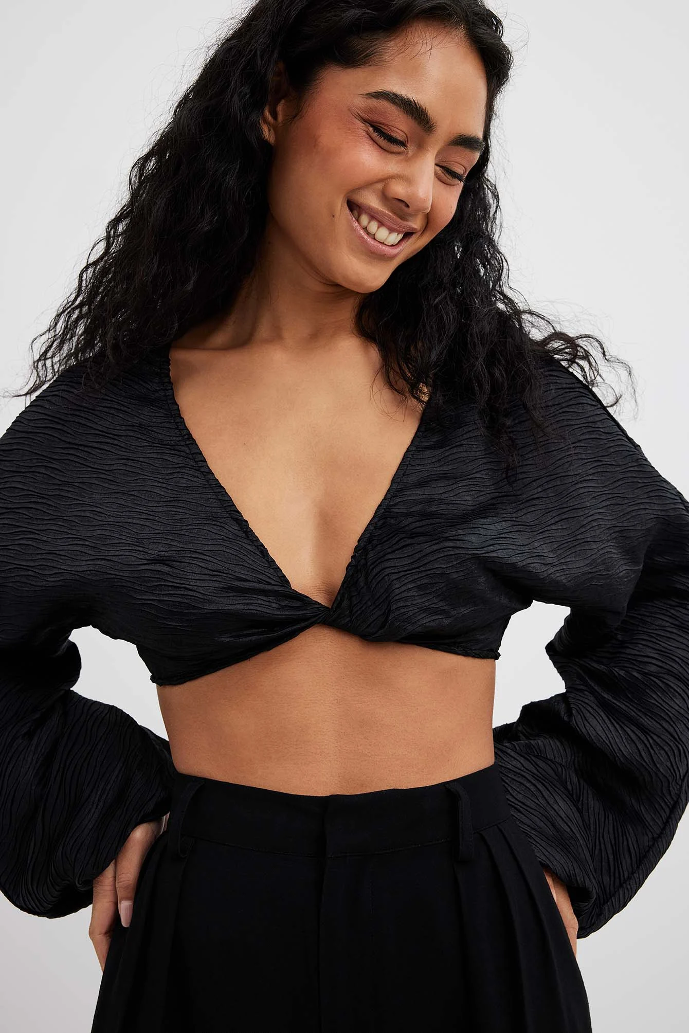 Twist Front Pleated Blouse