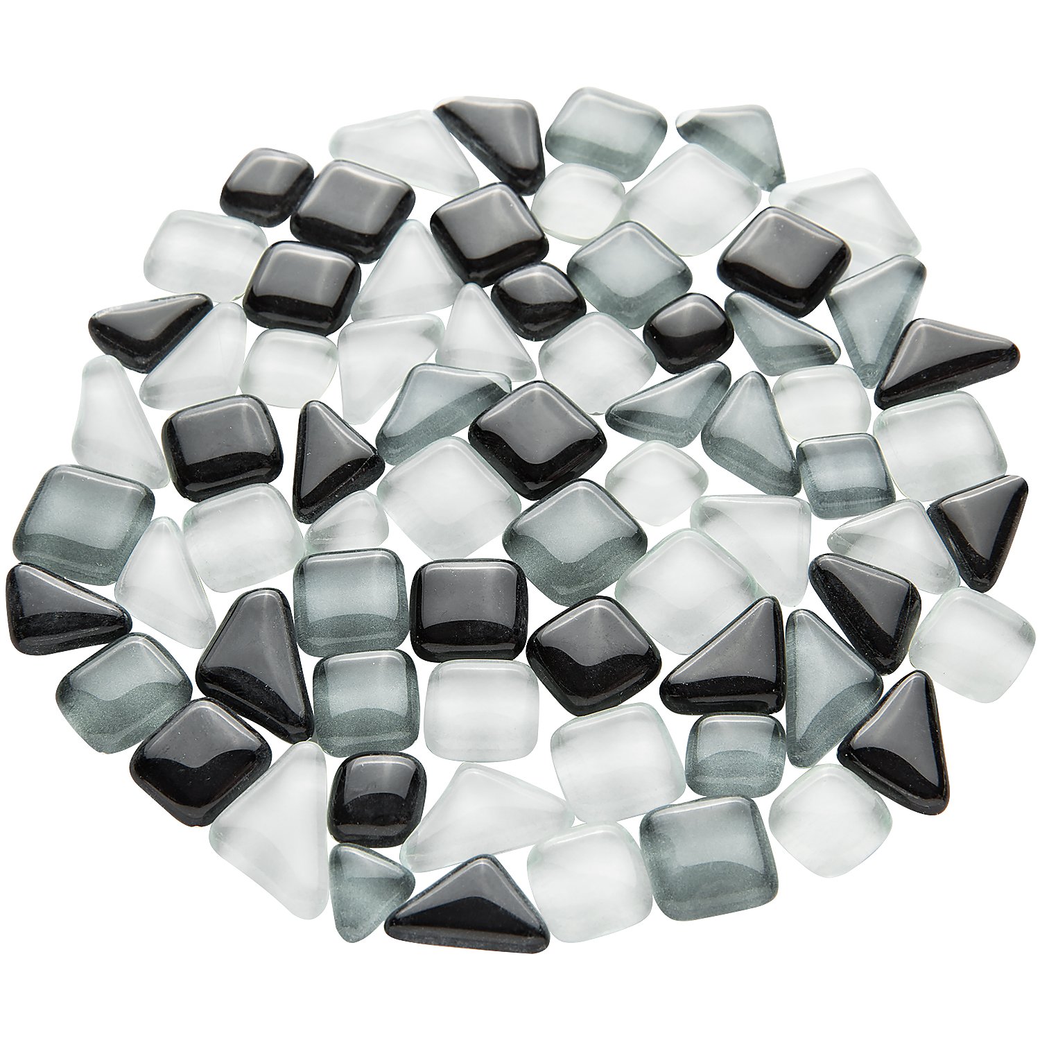 Softglas-Mosaik, grau-mix, polygonal, 10 - 20 mm, 200 g