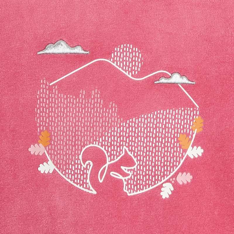 Pyjama 2 pièces en velours motif écureuil rose fille