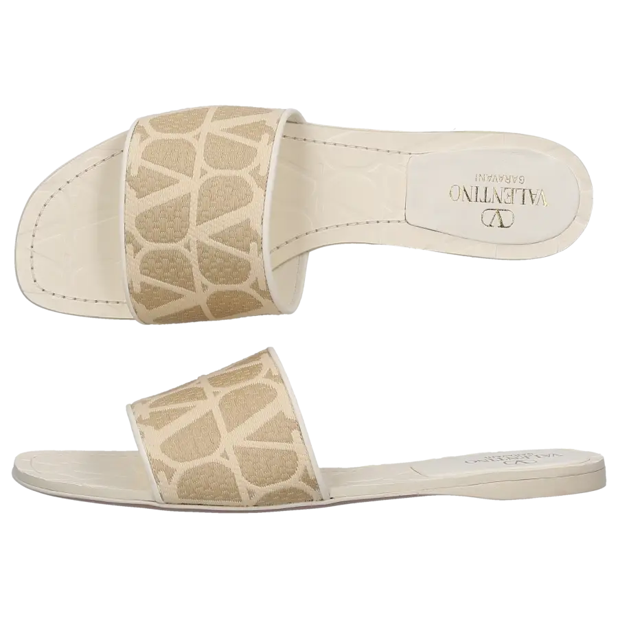 Valentino Garavani - Pantoletten TOILE ICONOGRAPHE Textil - weiß
