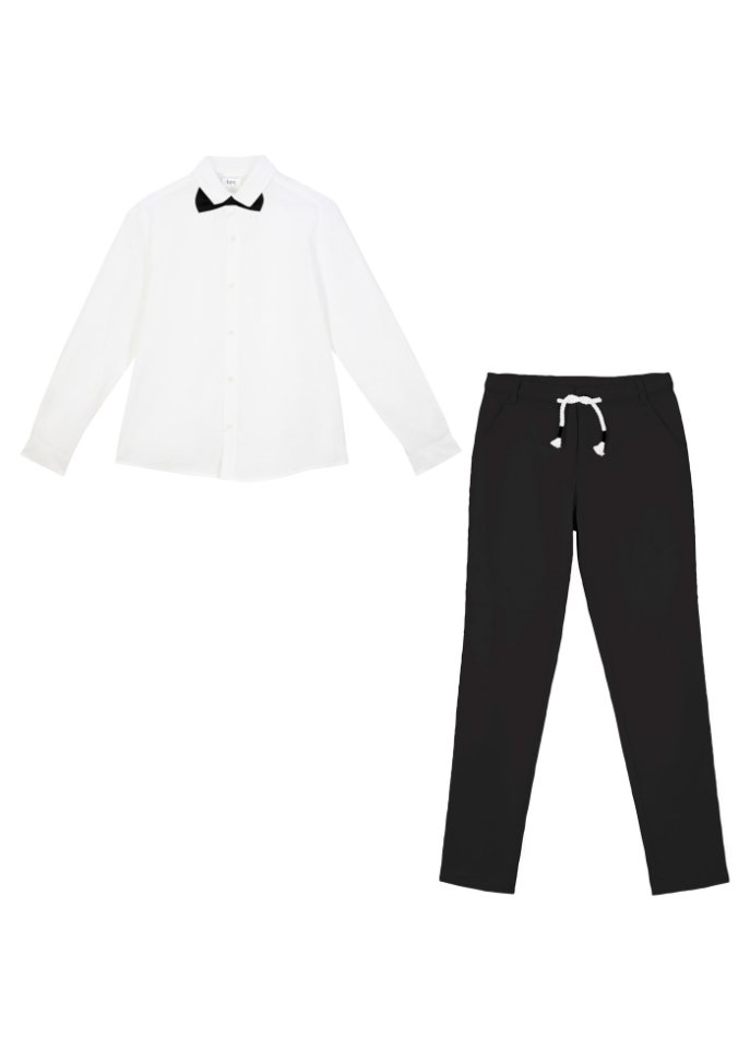 Jungen Chinohose, Hemd, Fliege, festlich (3-tlg.Set)