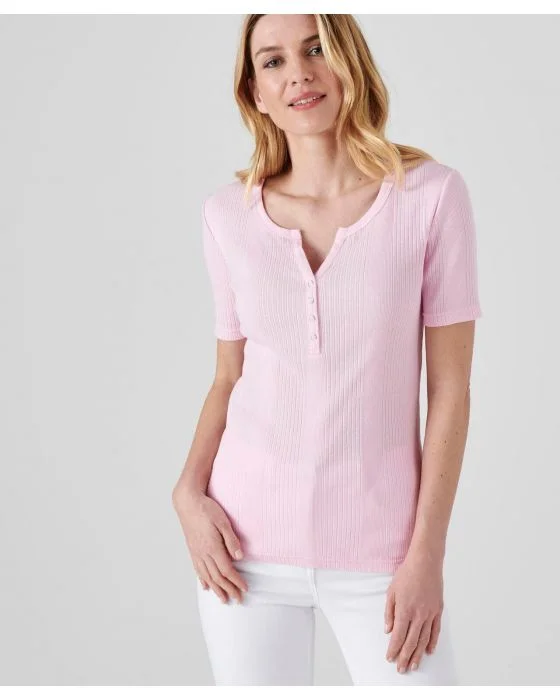 Tee-shirt pur coton côtes placées