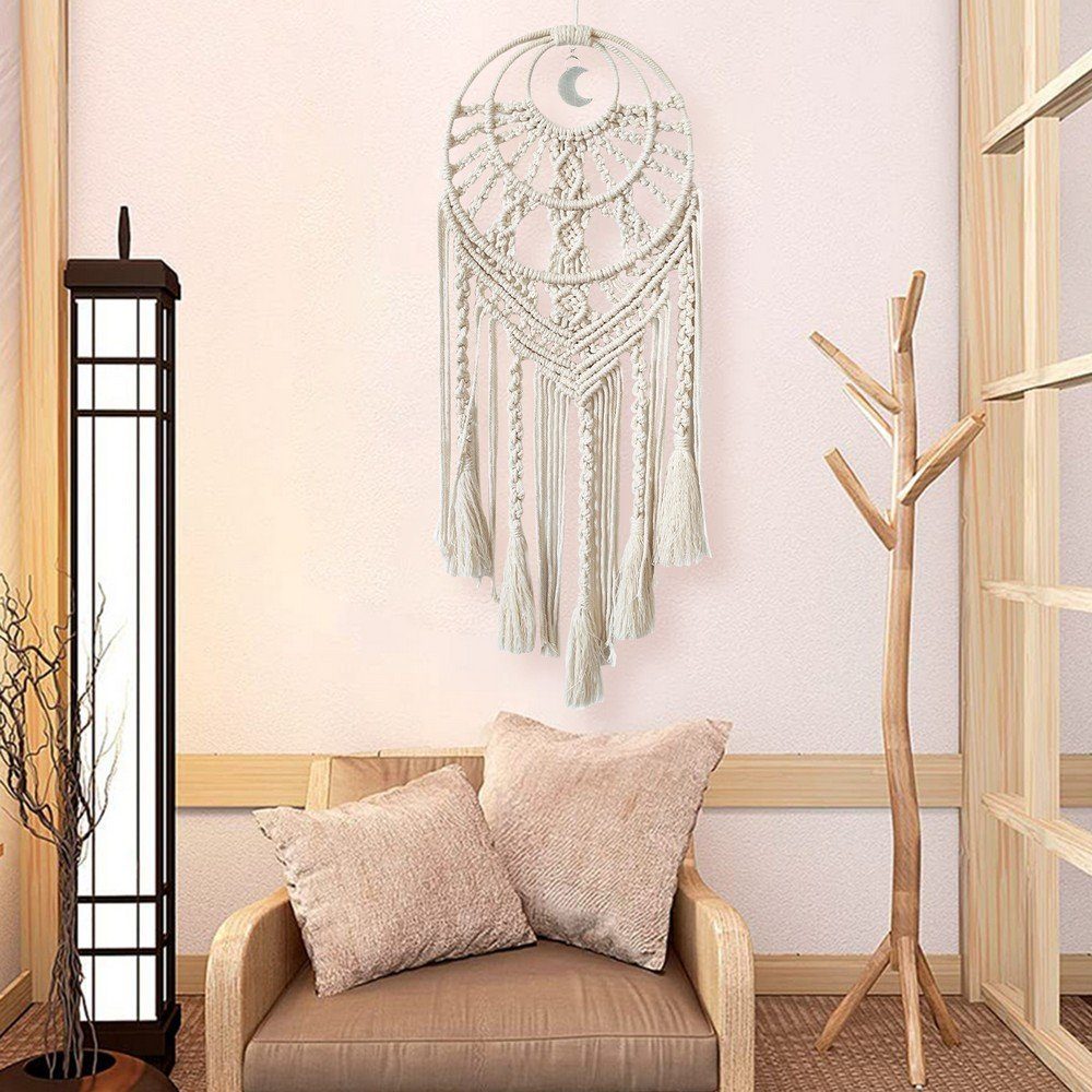 Wandteppich Wandbehänge Wanddekoration Tuch Boho handgestrickt Tapisserie Wandtuch, Ronner UG