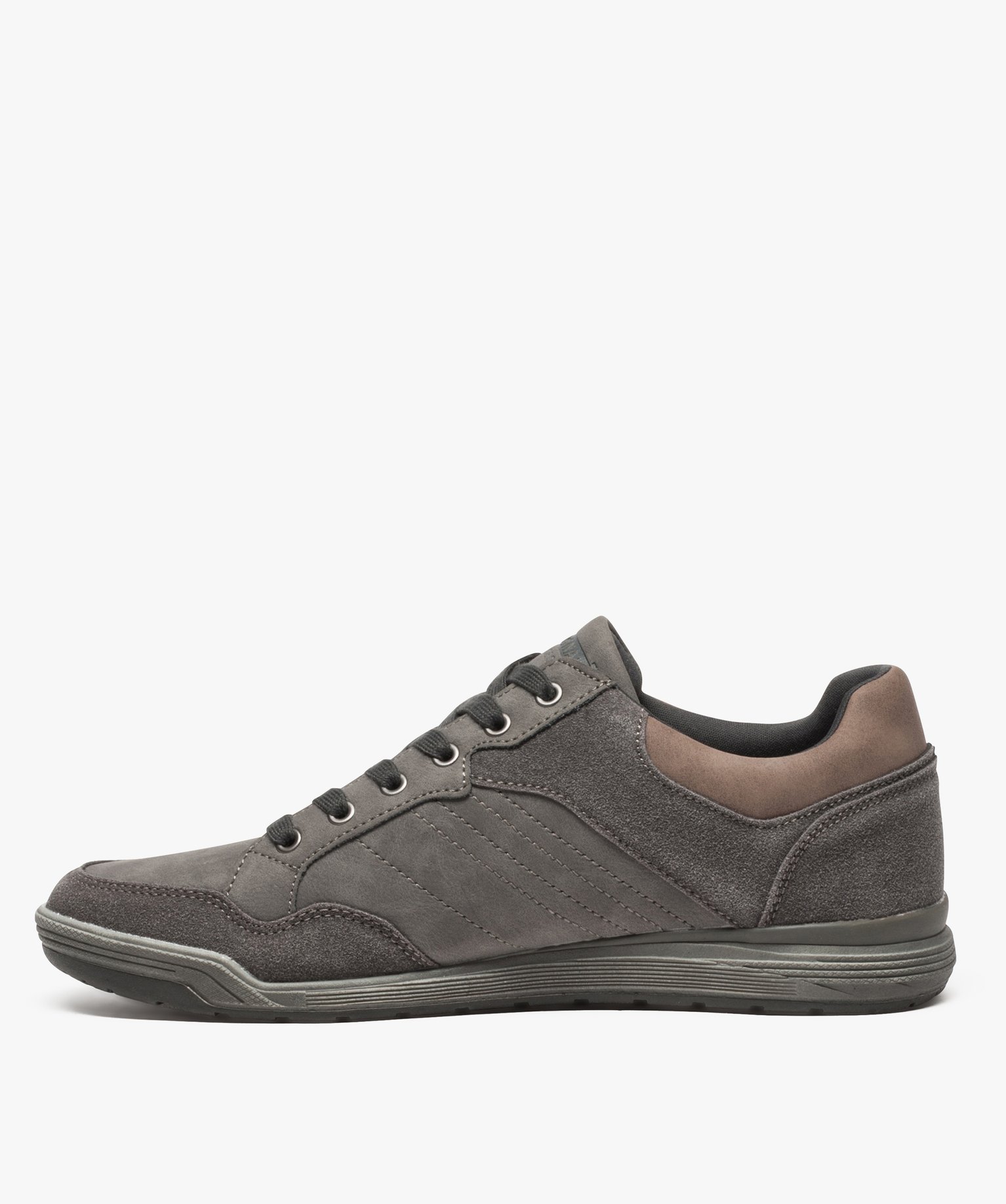 Baskets homme baskets de ville multimatières avec surpiqres gris | GEMO