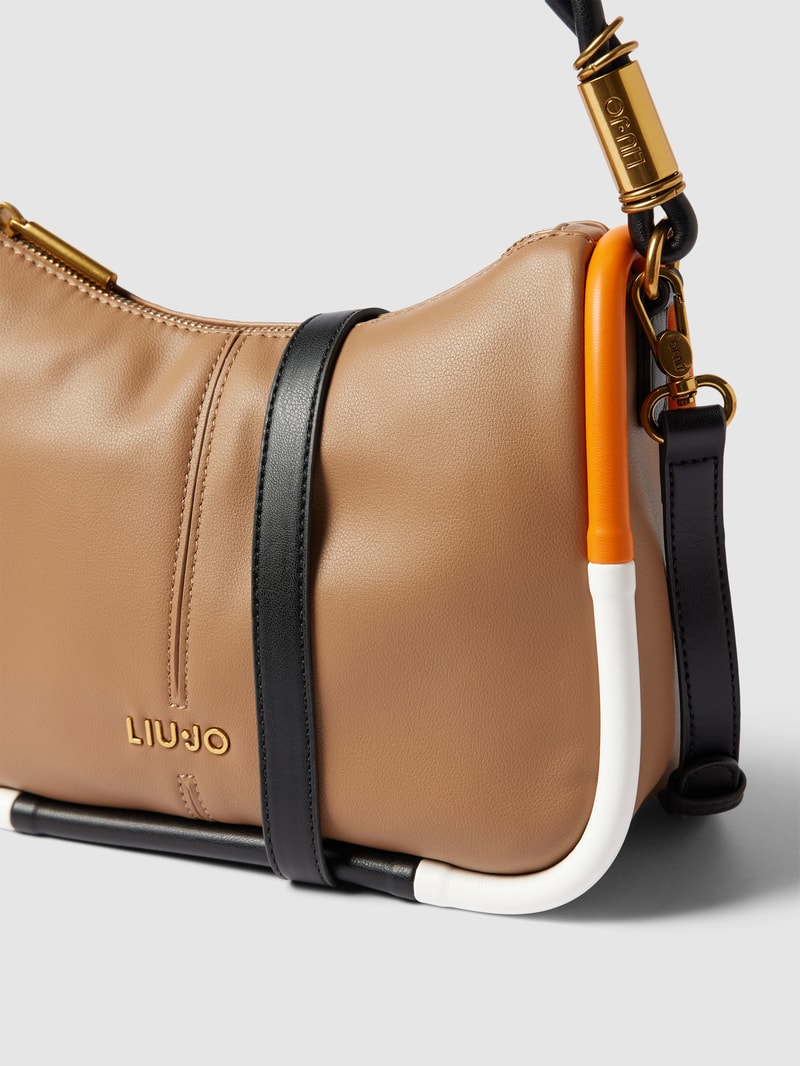 Handtasche mit Label-Applikation Modell 'AIENA' in camel