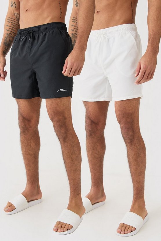 2er-Pack mittellange Man Signature Badehose