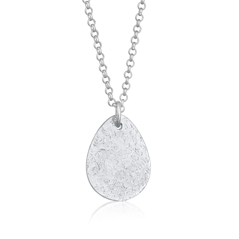 Elli Elli Collier Femme Pendentif Goutte Vintage Martelé en Argent 925 Bijoux