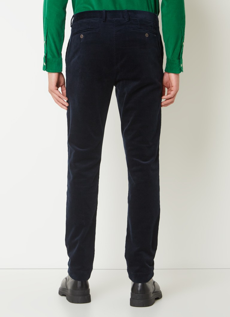Pantaloni Ralph Lauren din catifea reiată cu croială dreaptă și buzunare laterale
