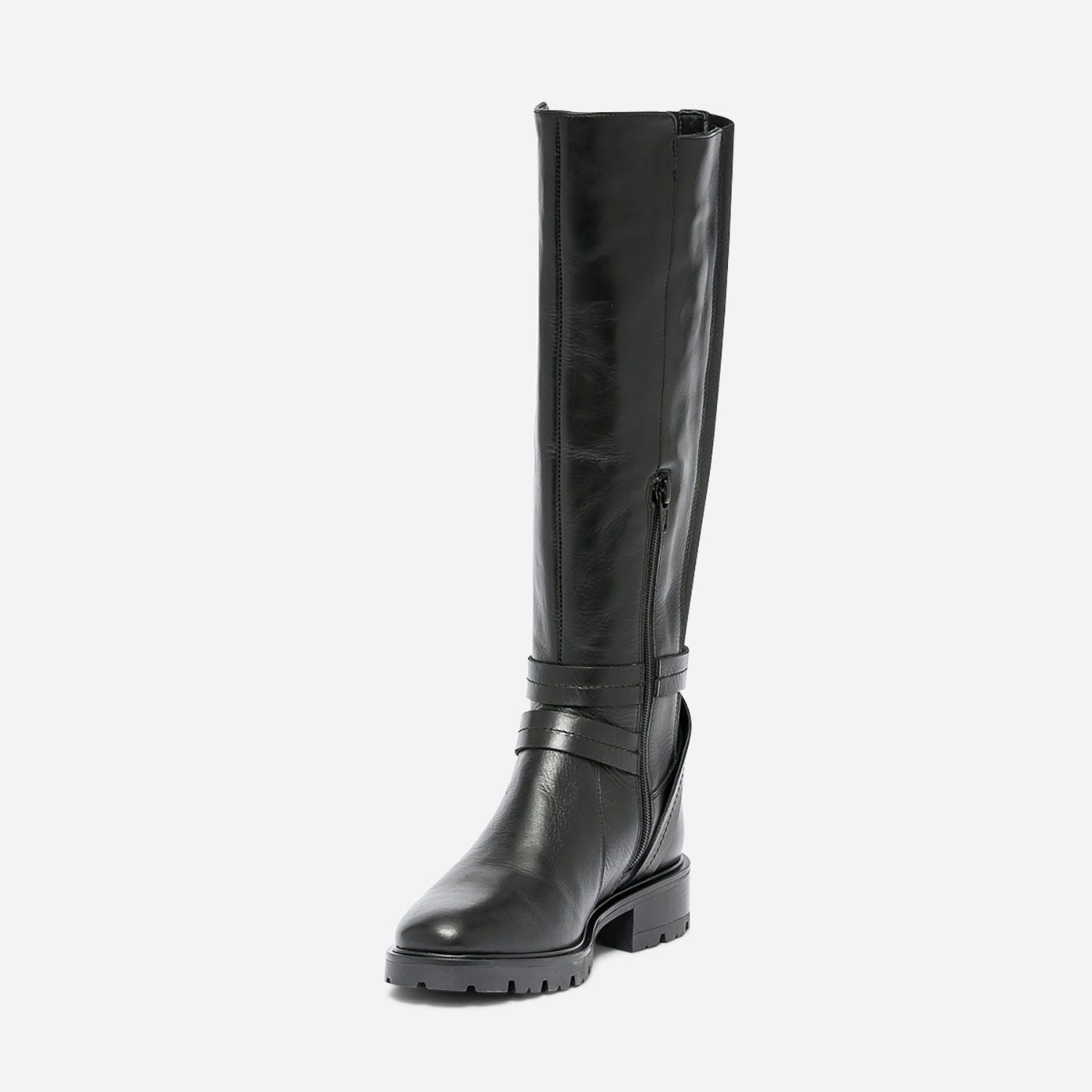 Botte TEXTO noire élastiquée en cuir
