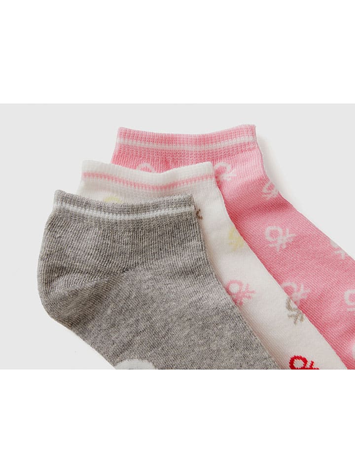 Benetton 3er-Set: Socken in Grau/ Rosa/ Weiß günstig kaufen