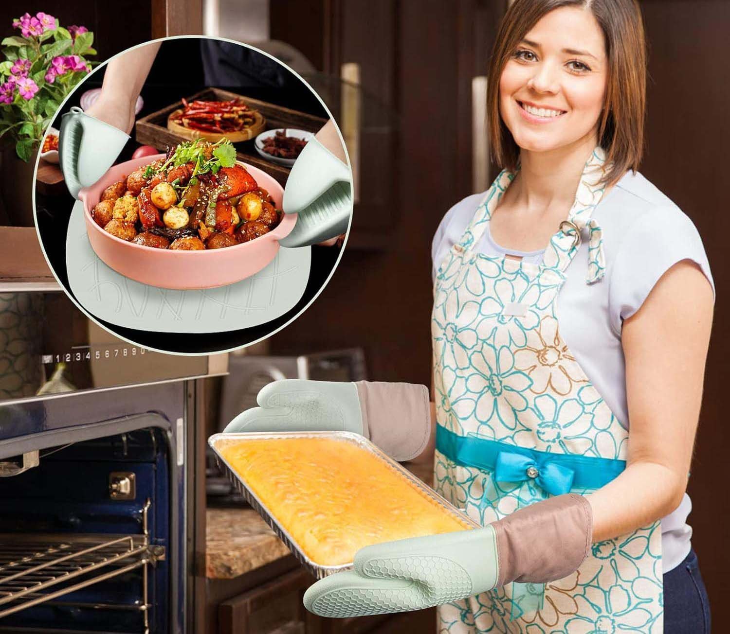 aikidio Topflappen Ofenhandschuhe Backhandschuhe für Kochen Backen Grillen( Mintgrün) , (1-tlg)
