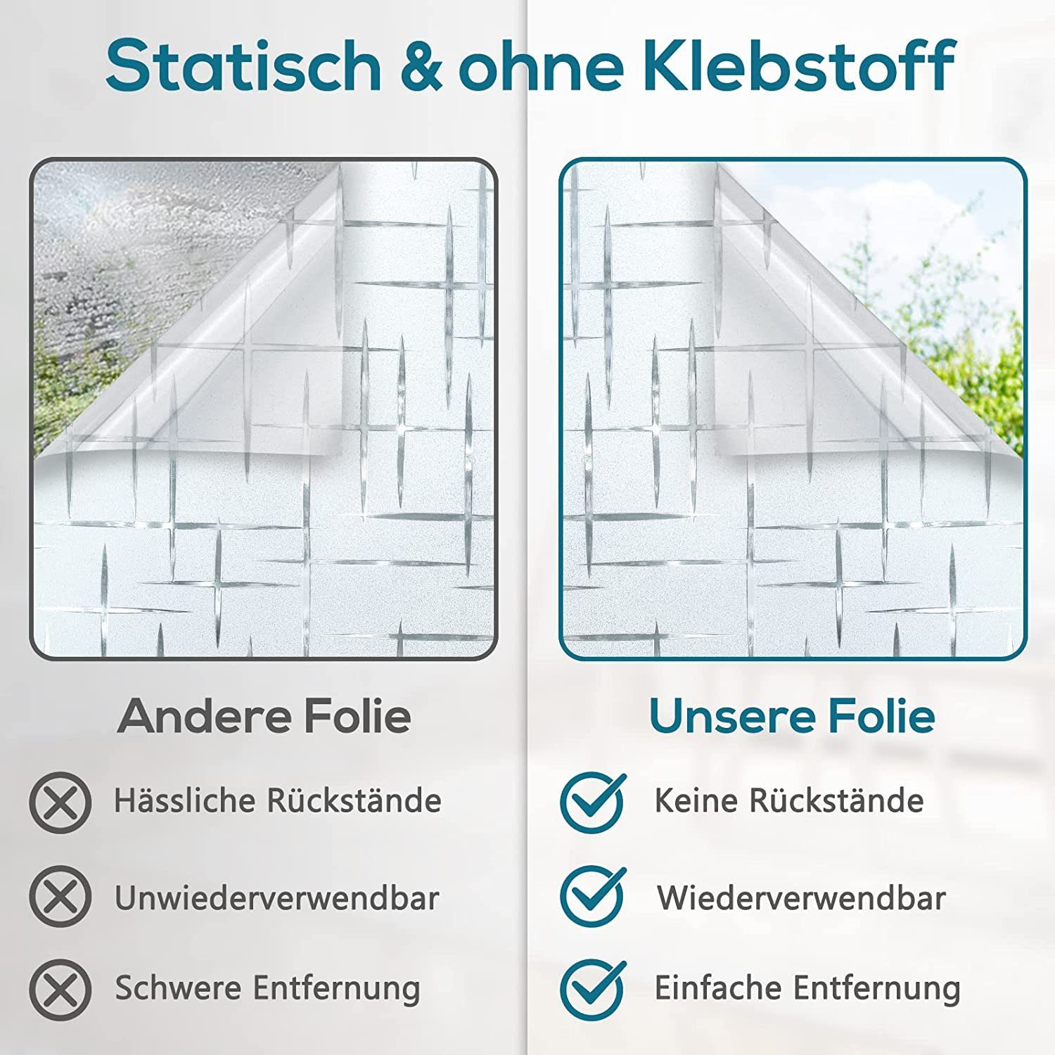 Fensterfolie Fensterfolie Blickdicht Sichtschutzfolie Statisch Haftend 45 * 200 cm, Devenirriche