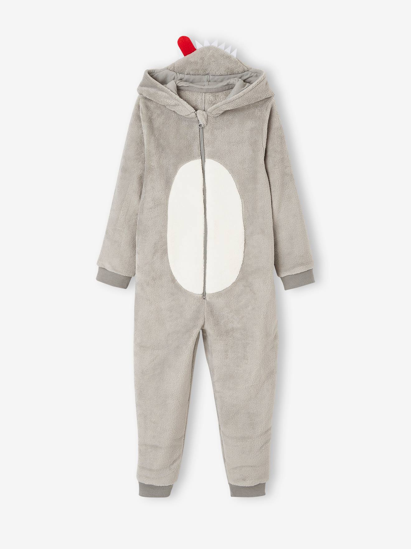 Combi-pyjama loup garçon gris clair
