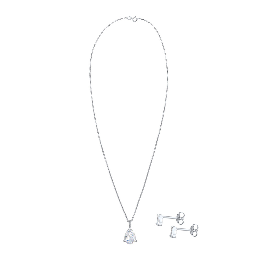 Elli Elli Ensemble de Bijoux Clous d'oreilles pendentif pour dames avec pierres de zir Bijoux