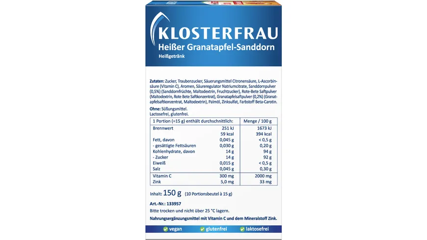 KLOSTERFRAU Heisser Granatapfel Sanddorn 150 g