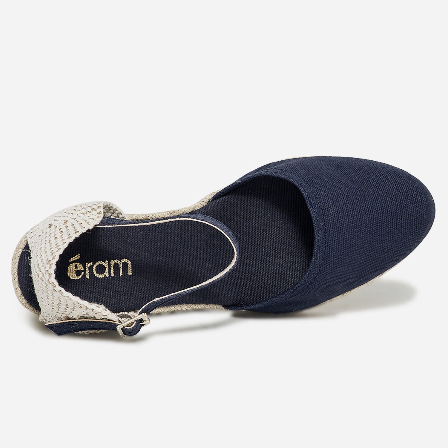 Espadrille compensée bleu marine en toile