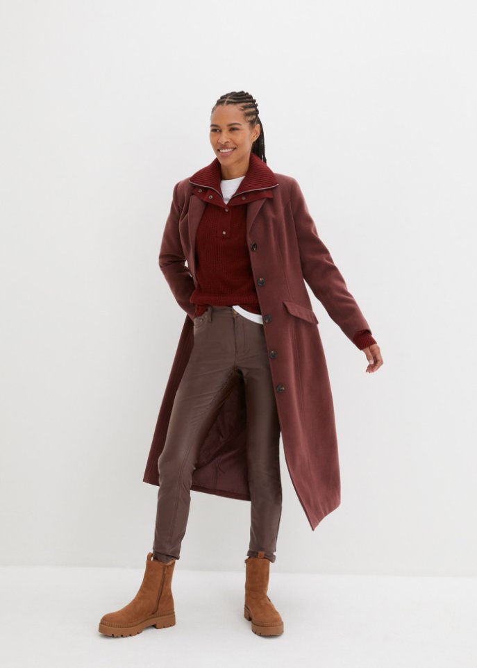 Stretch-Hose mit Beschichtung und Komfortbund, skinny
