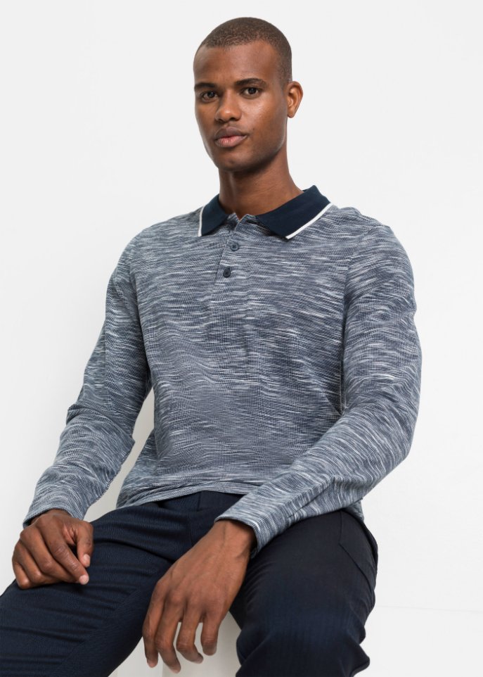 Langarmshirt mit Polokragen