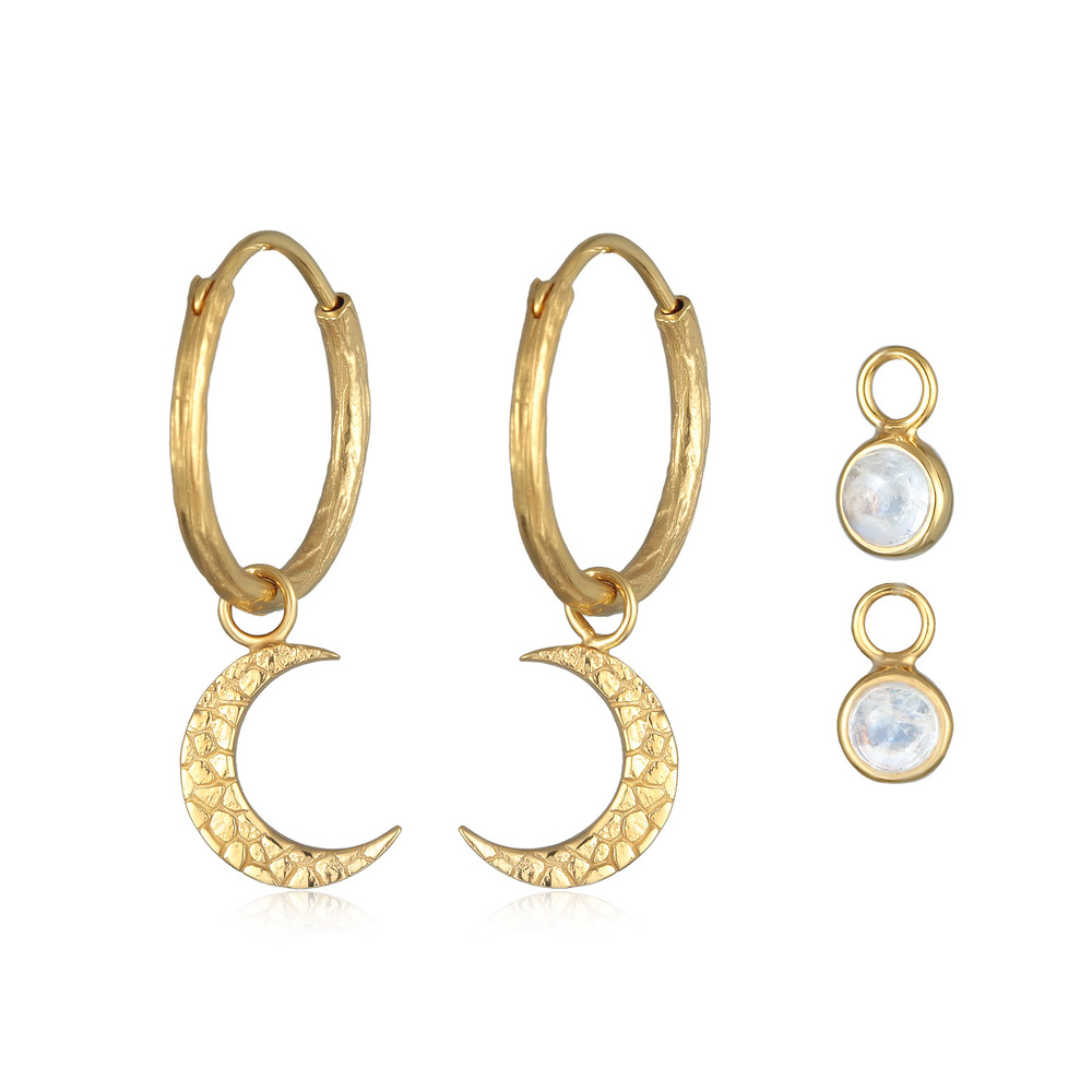 Elli PREMIUM Elli PREMIUM Boucles d'Oreilles Femmes créoles demi-lune set pendentif avec pierr Boucles d'oreilles