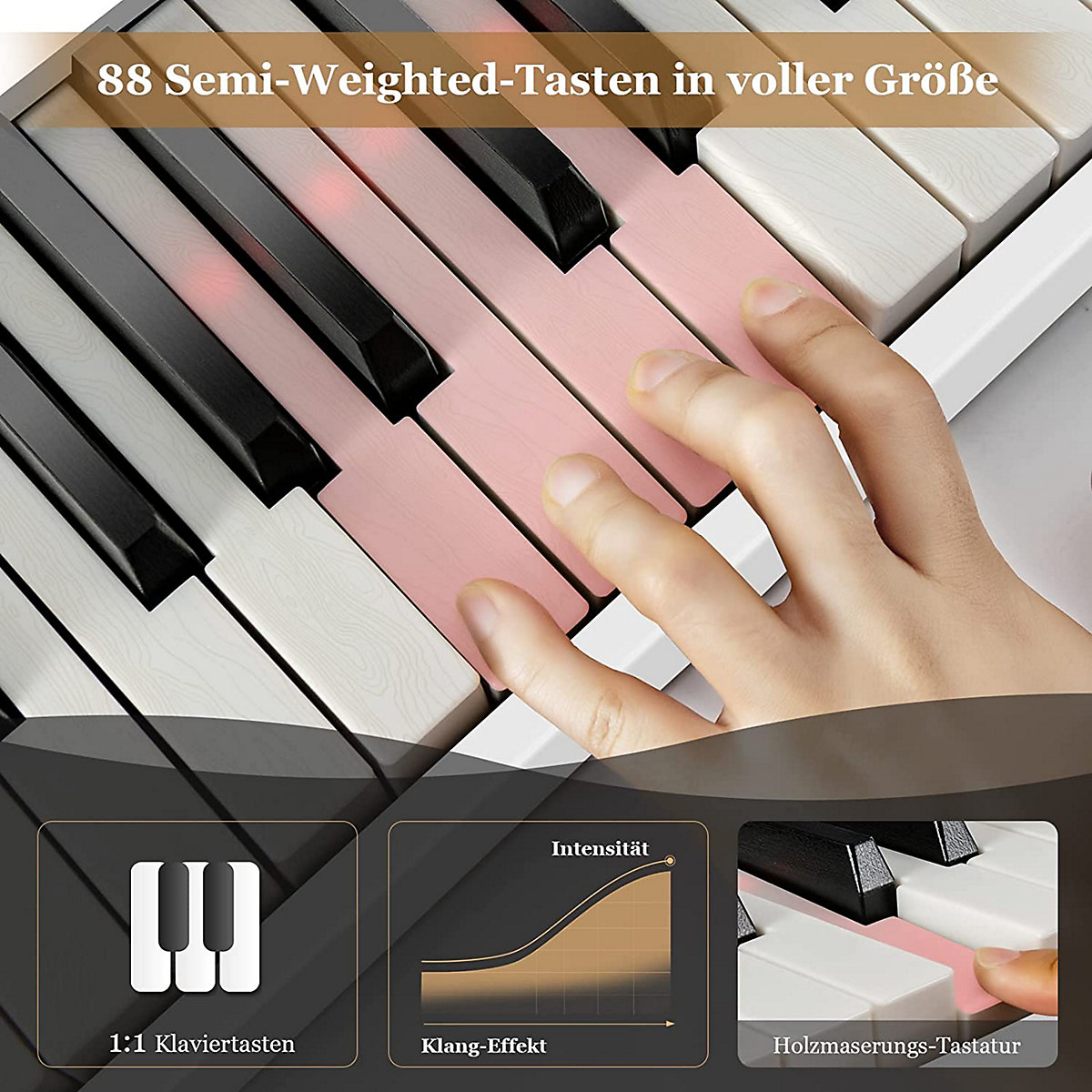 Keyboard 88 Tastatur klappbar mit 2 Stereolautsprechern