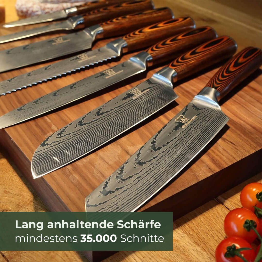 Küchenkompane Messer-Set Messerset mit magnetischem Messerblock - 8-teiliges Küchenmesser Set (2-tlg)