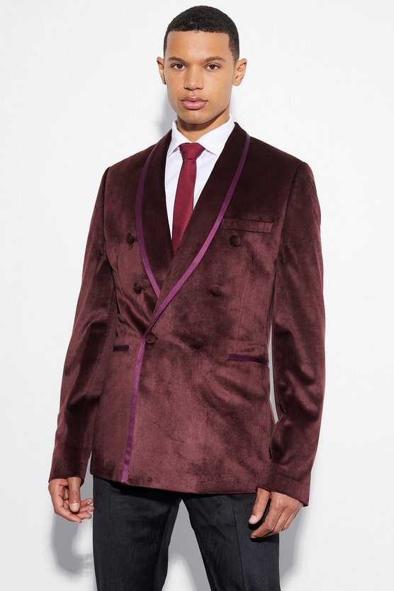 Tall Zweireihiger Velour-Blazer