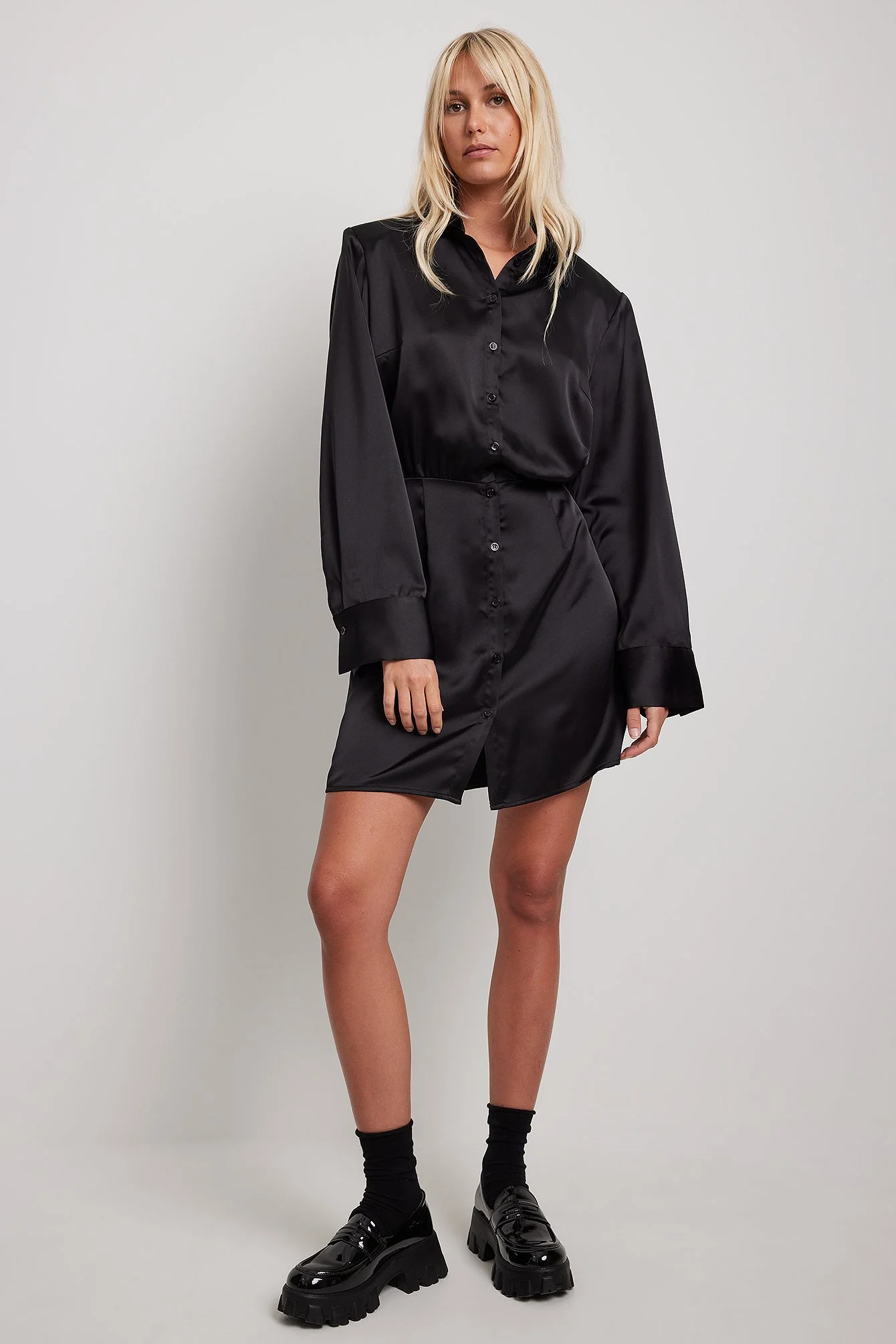 Satin-Shirt-Minikleid