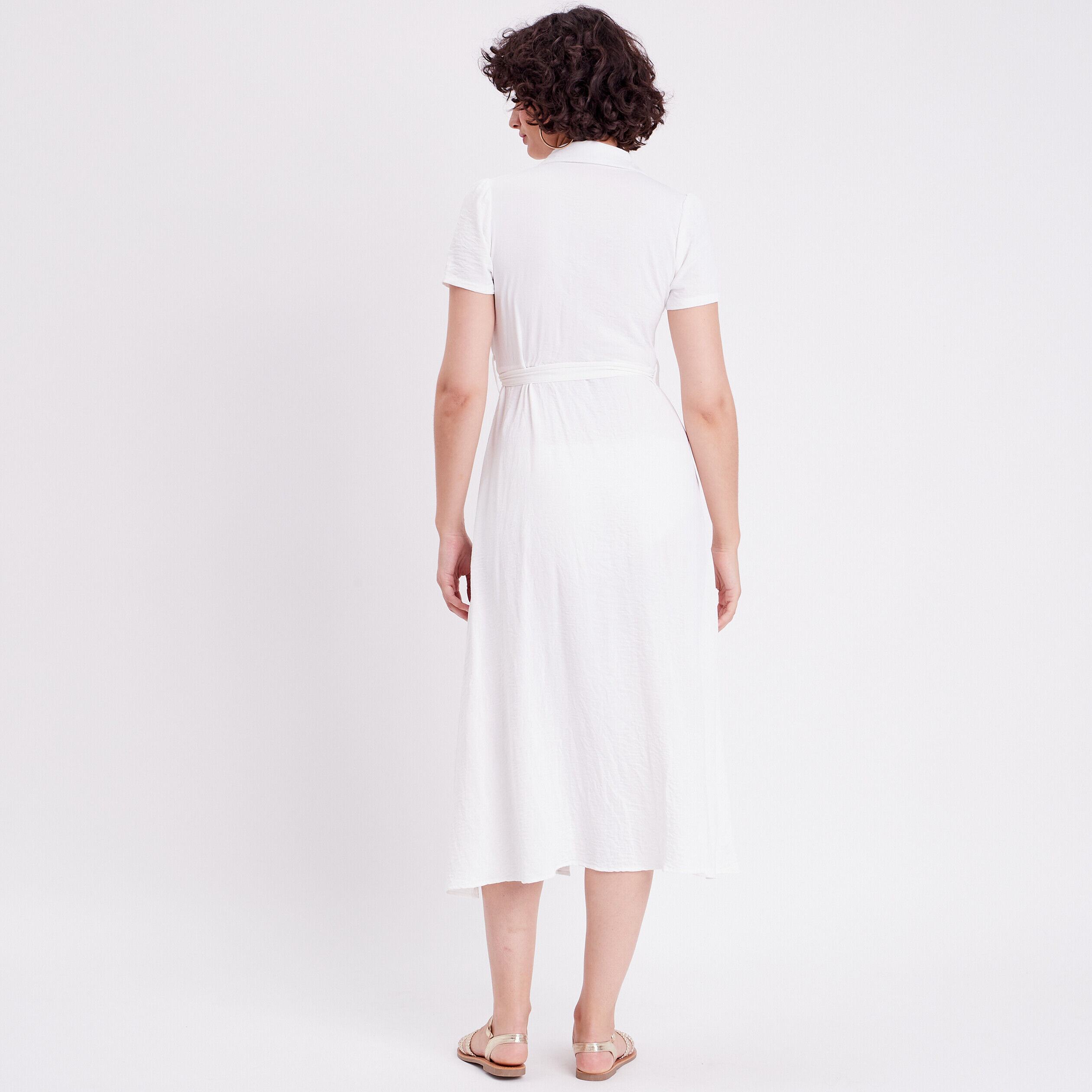 Robe chemise midi droite ecru femme | Cache Cache