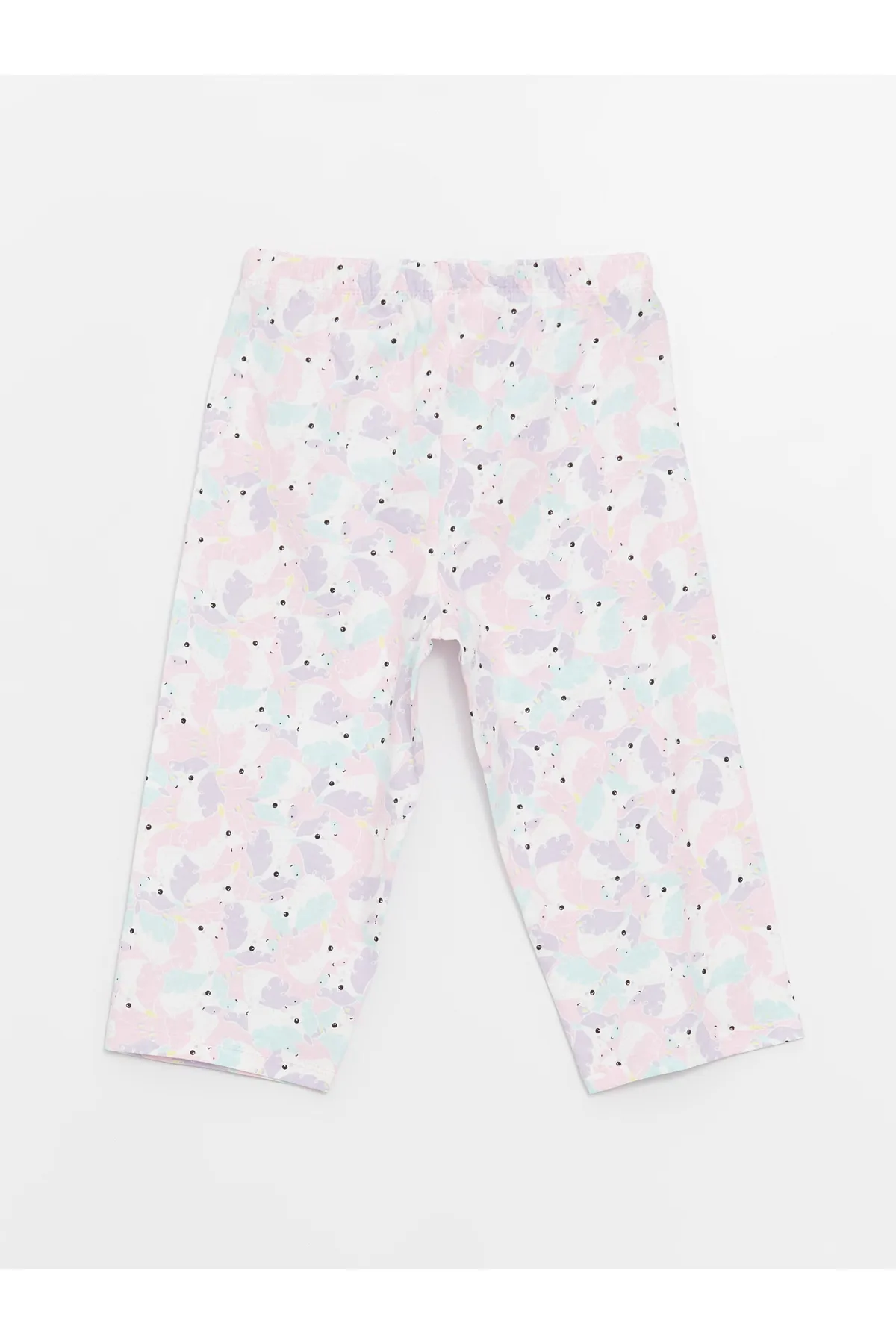 LC Waikiki  Bedrucktes Kurzarm-Pyjama-Set für Mädchen mit Rundhalsausschnitt