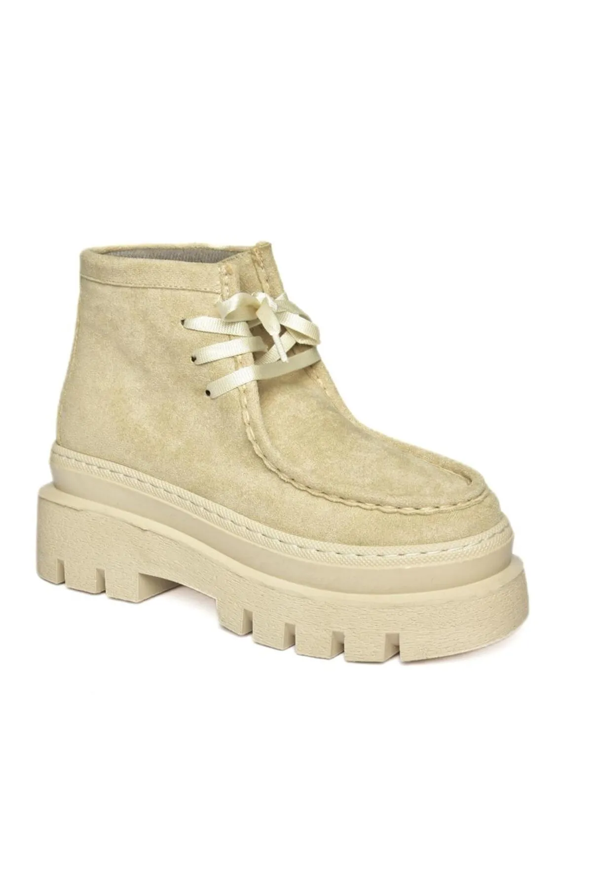 Fox Shoes  R267310202 Damenschuhe aus beigem Wildleder mit dicker Sohle