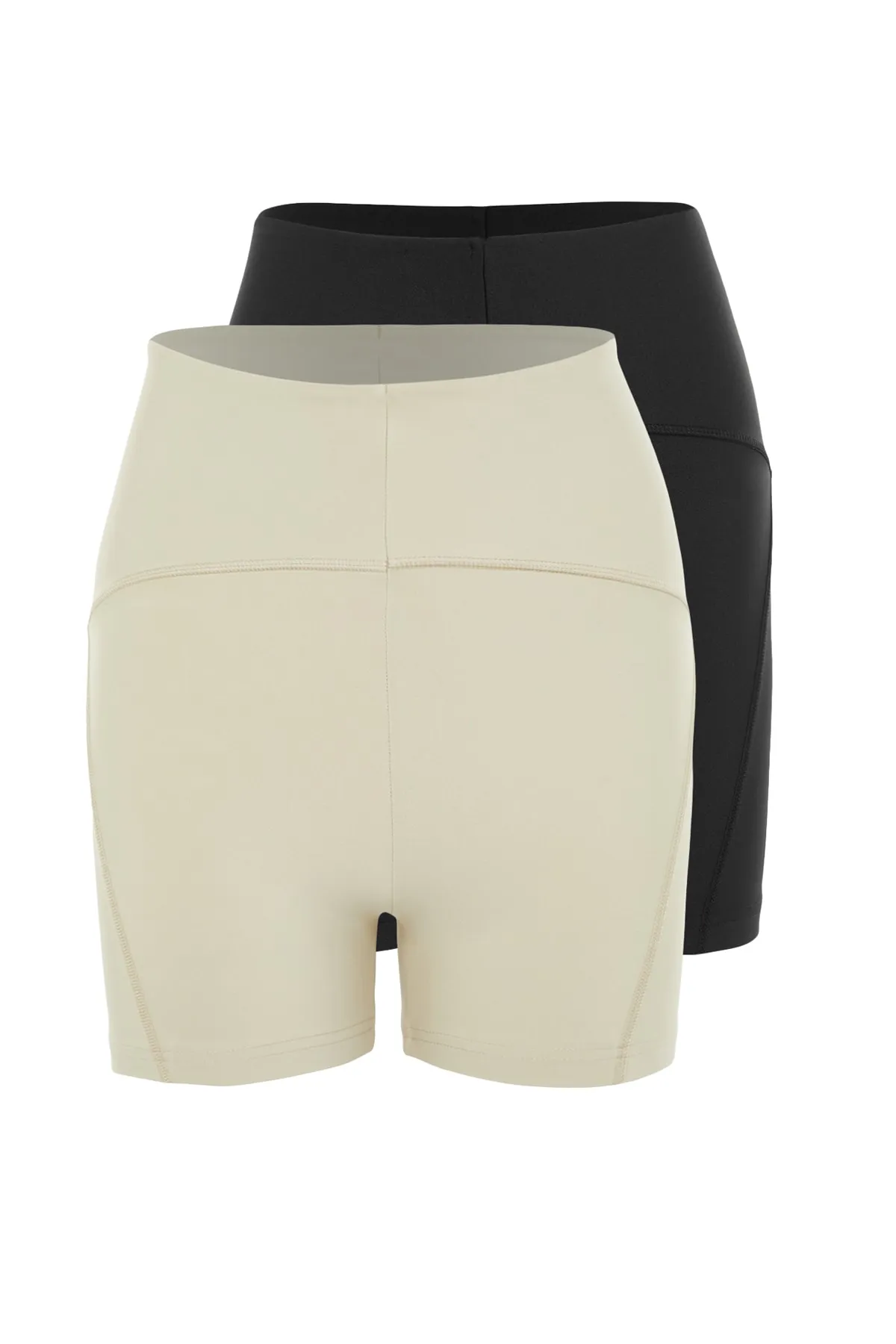 Trendyol Collection  Black-Stone 2er-Pack Recovery Strick-Sportshorts/kurze Leggings TWOSS21SR0698