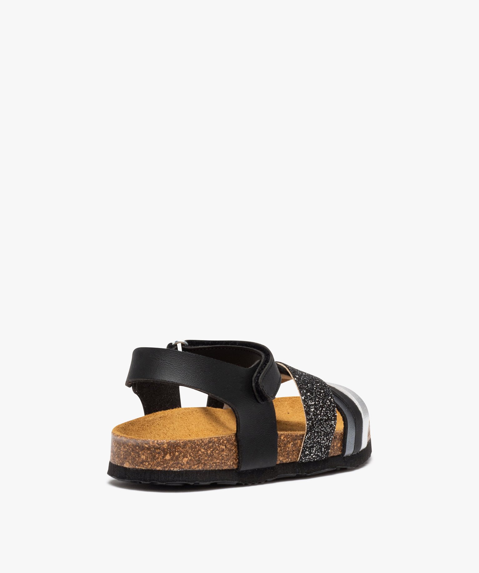 Sandales fille à brides croisées irisées et à paillettes noir | GEMO