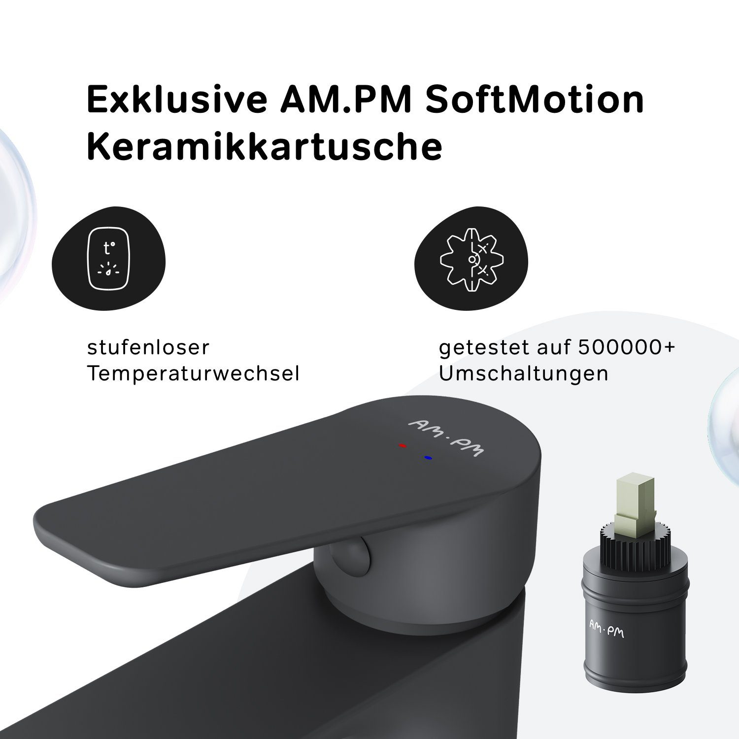 AM.PM Waschtischarmatur Waschbeckenarmatur Hit M-Größe Waschbecken Wasserhahn Bad (mit Klick-Ablaufgarnitur, Mischbatterie) Waschtisch Mischbatterie Badezimmer Badarmatur