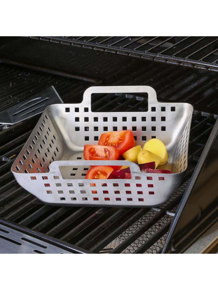 GAUMENKICK Gemüsekorb Grillschale Grillkorb Edelstahl H: 6,9cm in silber günstig kaufen onesize