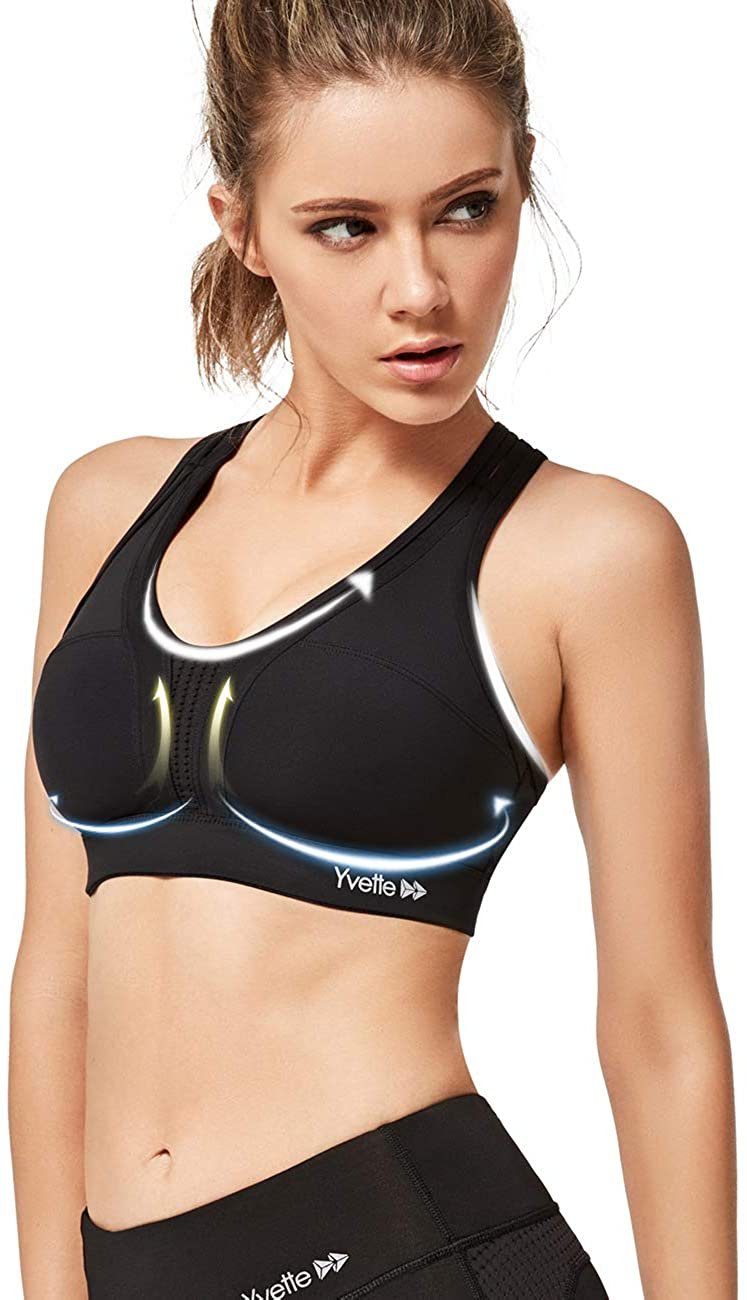 Yvette Sport-BH Starker halt, gekreuzt Rücken, mit Cups, H0100003